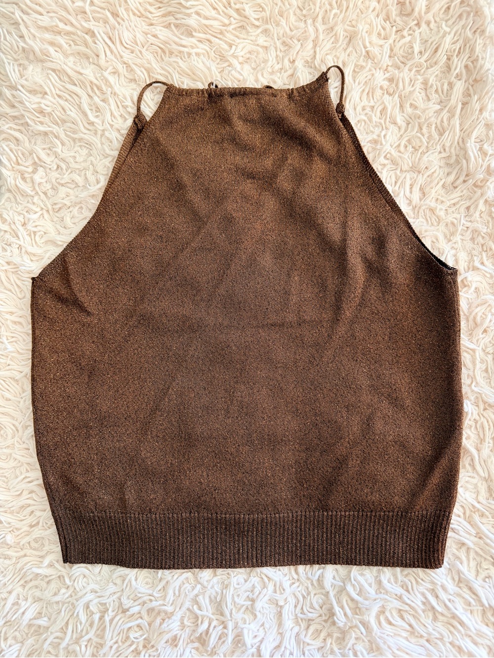 Laundry By Shelli Segal Brown Sleeveless Tie-Neck Knit Tank - Picture 8 of 8